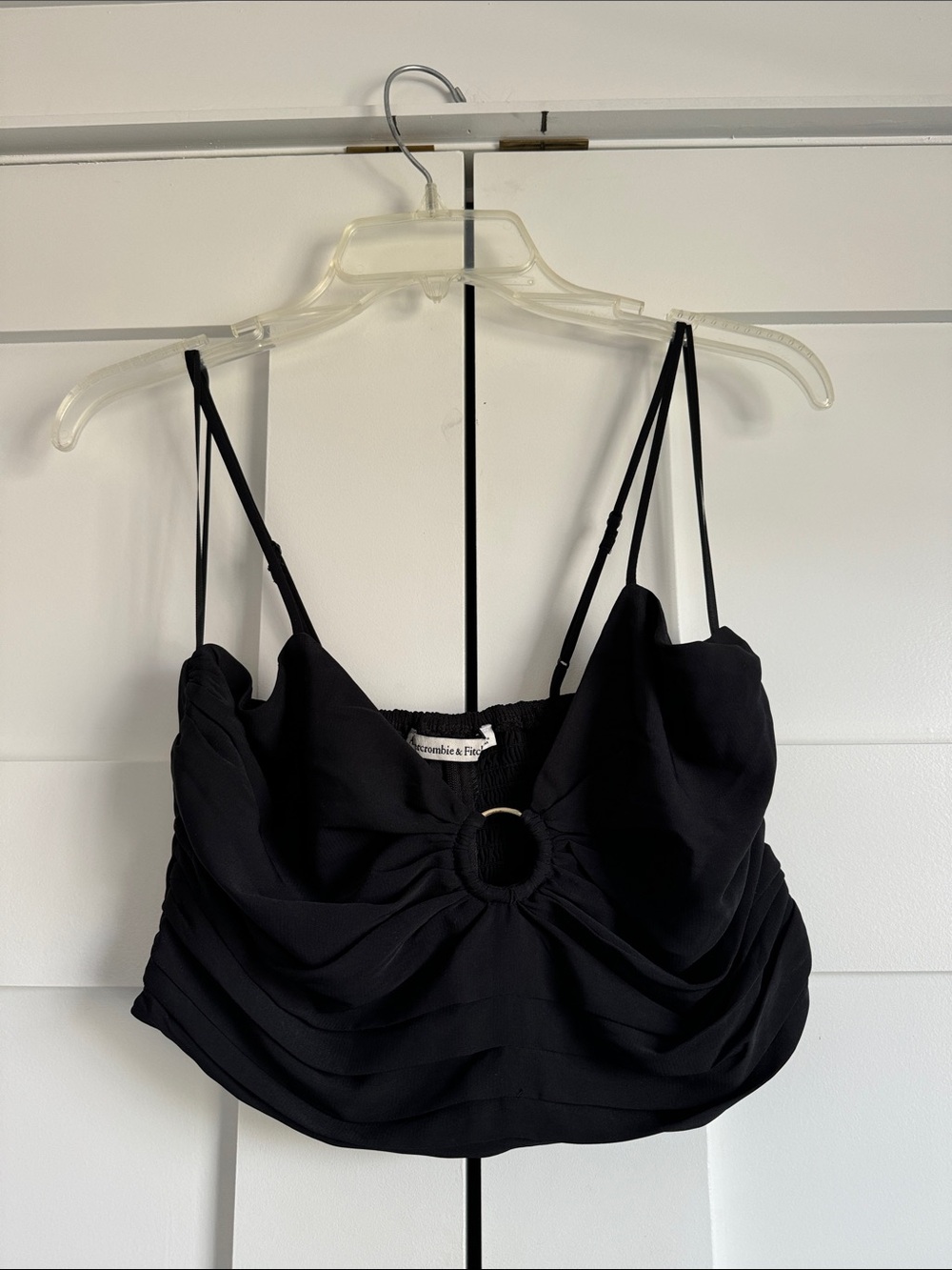 Abercrombie & Fitch Black Ring-Front Spaghetti Strap Crop Cami
